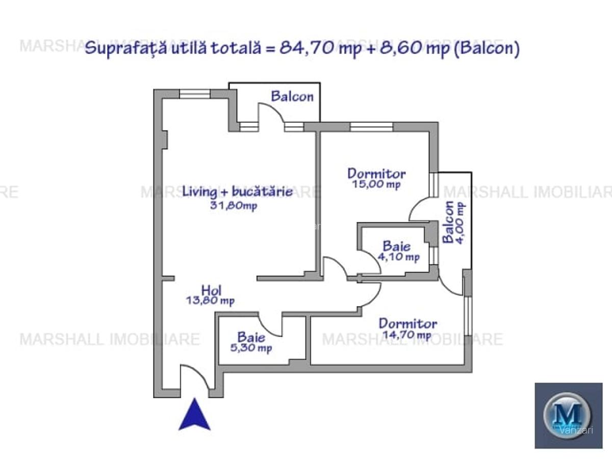 Apartament 3 camere de vanzare, zona Albert, 93.30 mp #16503 - 13