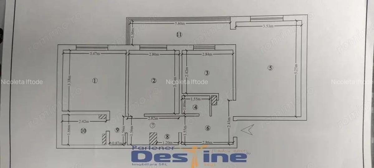 CUG- Apartament cu 3 camere decomandat, etaj 3/4 - 4