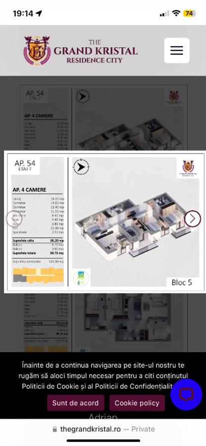 4 camere in bloc nou, nemobilat, accept firma și contract ANAF - 2