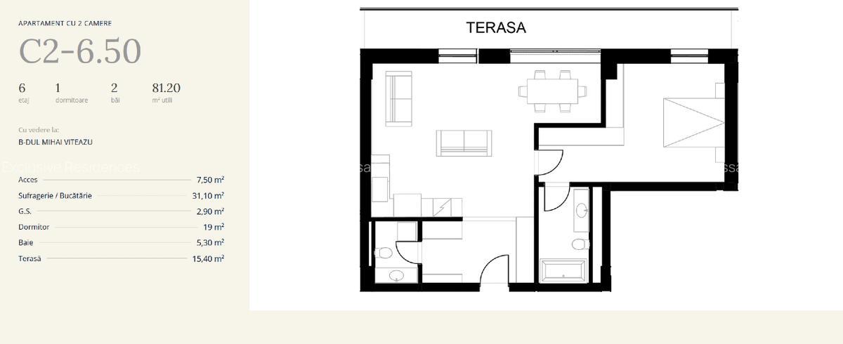 Apartament cu 2 camere decomandat în Central - 3