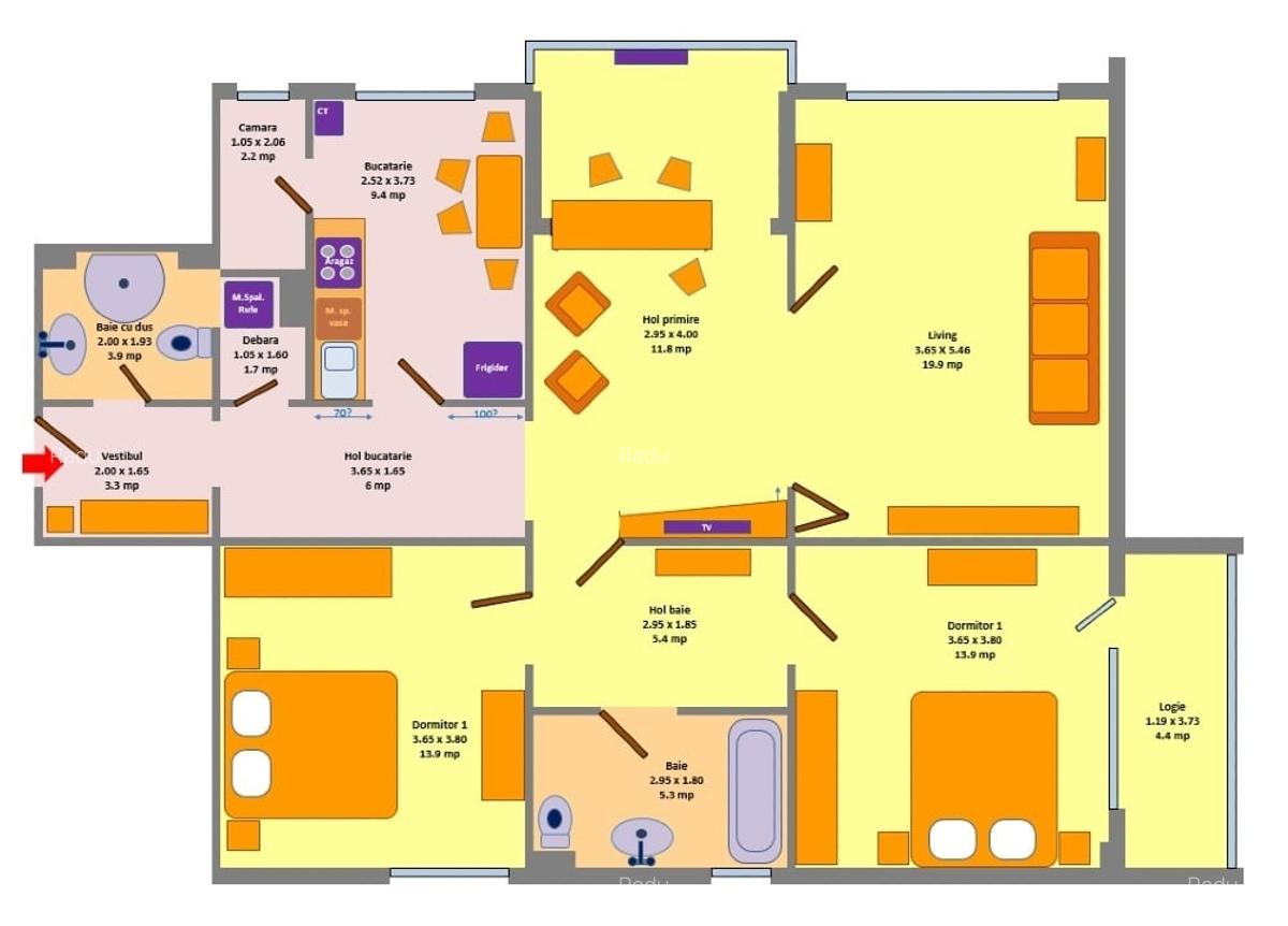 Proprietar, inchiriez apartament 3 camere, Punctele Cardinale, 107mp - 13