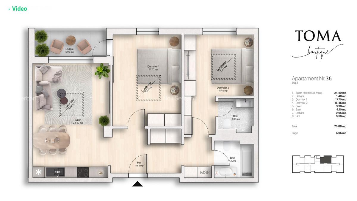 Apartament 3 camere, central, zona de case, bloc 2025 - 20