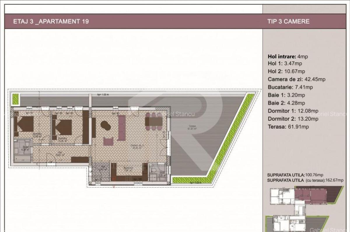 Duplex 3 camere cu terasa de 85mp in bloc nou, zona Nerva Tr - 4