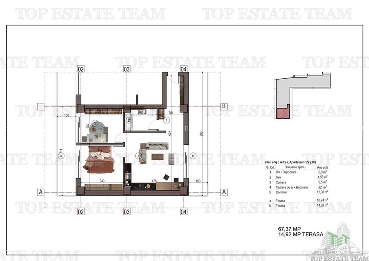 Apartament 2 camere 2 terase bloc nou metrou 1 Decembrie 1918 - 1