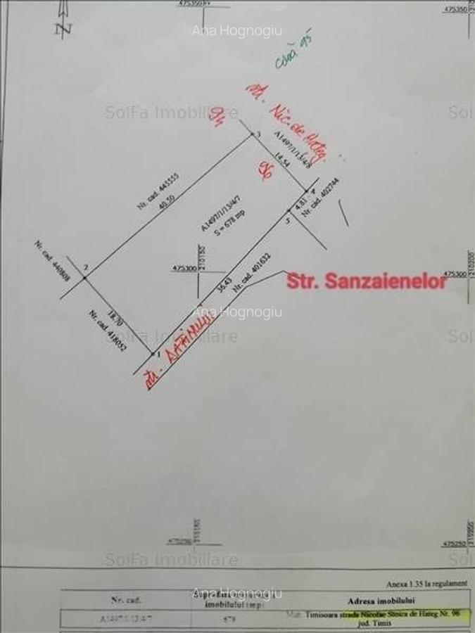 678 mp. str. N.S. de Hateg nr.96, str. Sanzaienelor este perpendiculara pe teren - 3