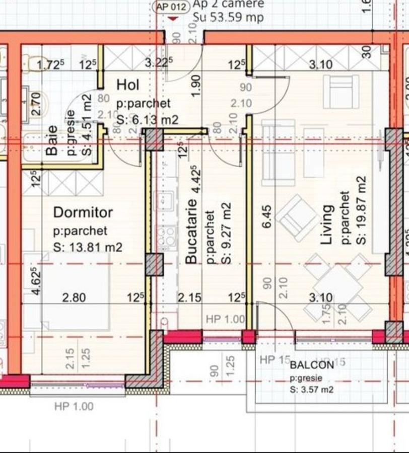 Apartament 2 camere , suprafață generoasa - 14