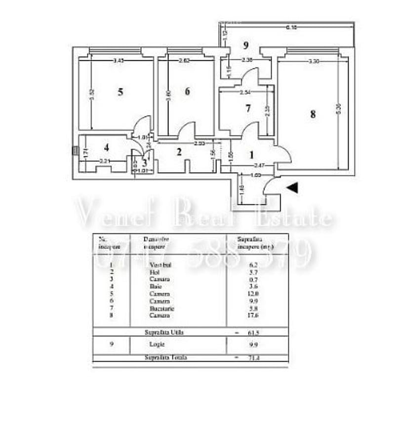 3 Camere 71 mp etaj 6 Delfinului Pantelimon Ambianta 0% Comision cumpărător - 10