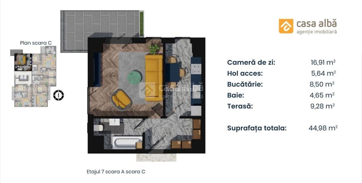 PROIECT NOU | apartament 1 camera LA CHEIE | Pacurari - Alpha Bank - 14