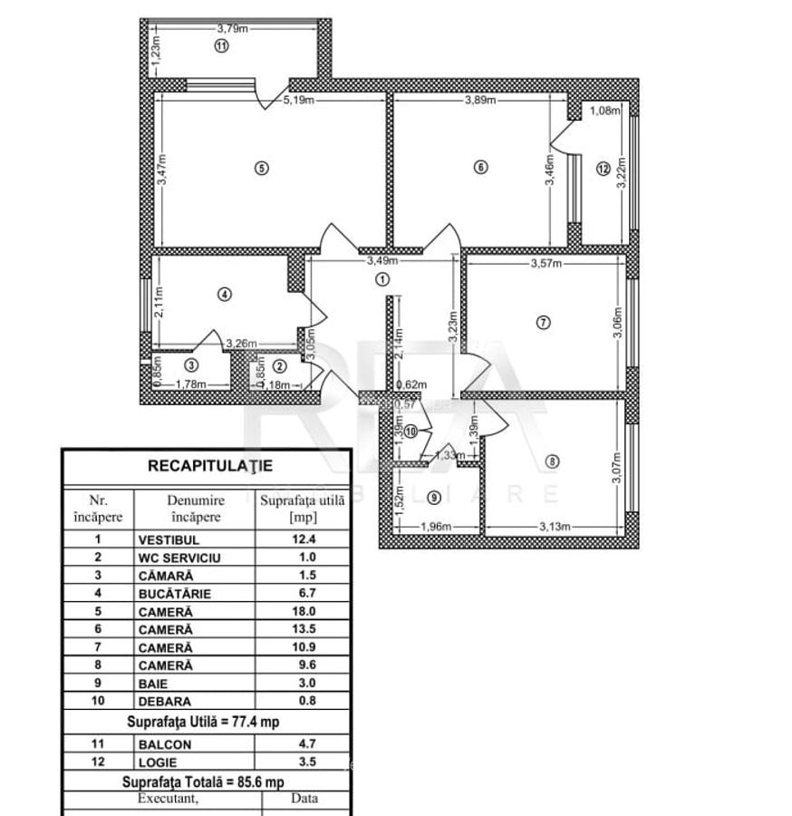 4 camere decomandat, 2/4, 86mp, anvelopat-Pacii, Apusului - 15