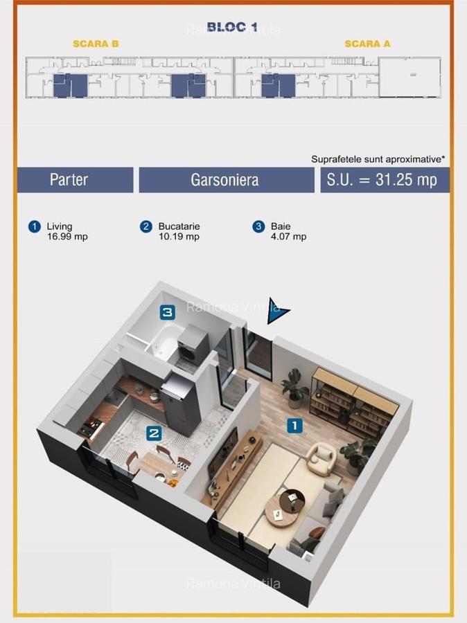 Garsoniera decomandata--Incalzire in Pardoseala-Militari Residence-Comision 0% - 9