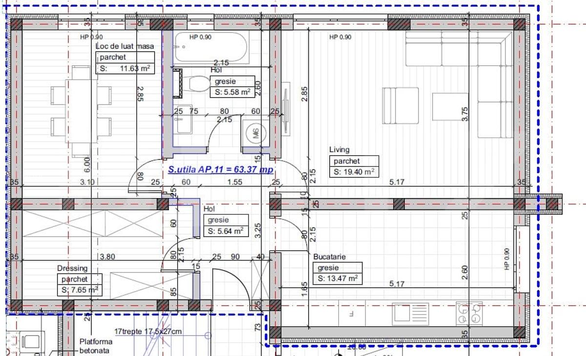 Apartament 2 camere decomandat – cu dressing & loc de parcare 63MP - 1