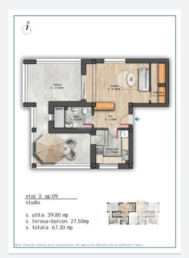 Vanzare apartament 3 camere,  Nicolae Grigorescu, bloc 2025, etaj 1/3, decomanda - 16