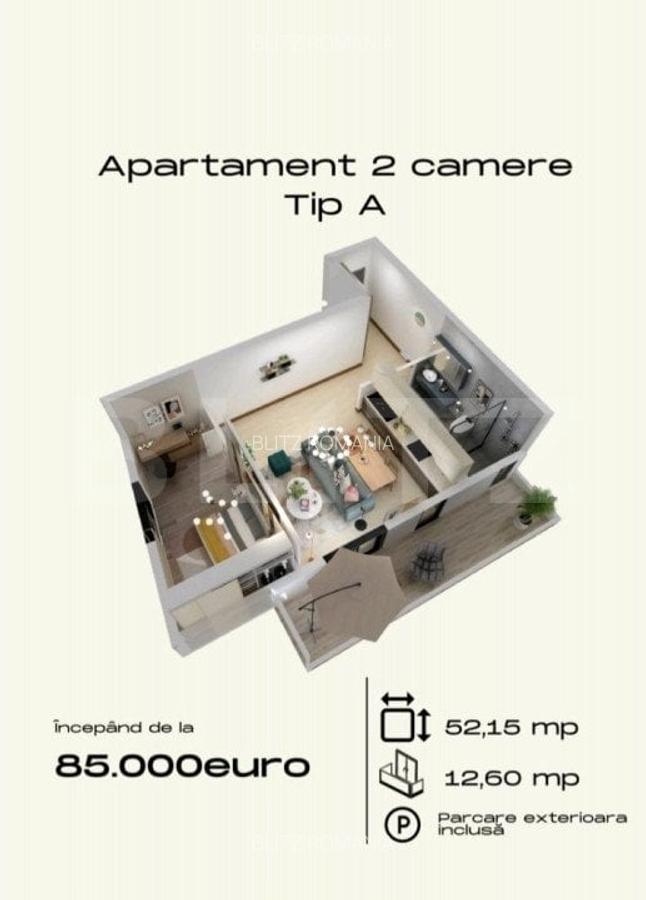 Oferta! Apartament de 2 camere, 52mp utili, cochet, Torontalului - 1
