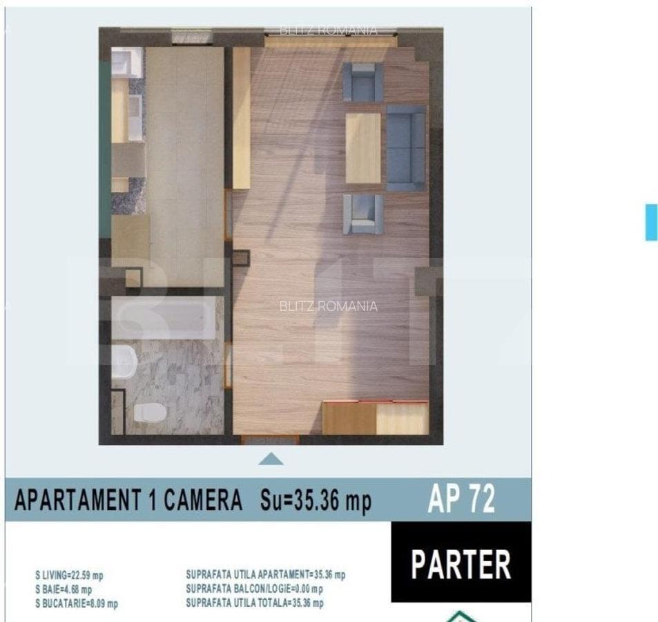 Apartament de 1 camera, 35mp utili, Calea Moldovei - 3