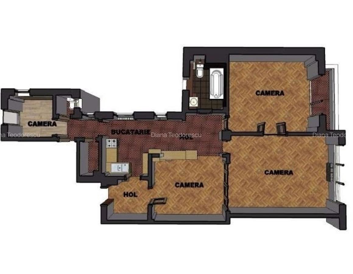Inchiriere apartament 3 camere mobilat  terasa 16mp Cotroceni metrou Eroilor - 5