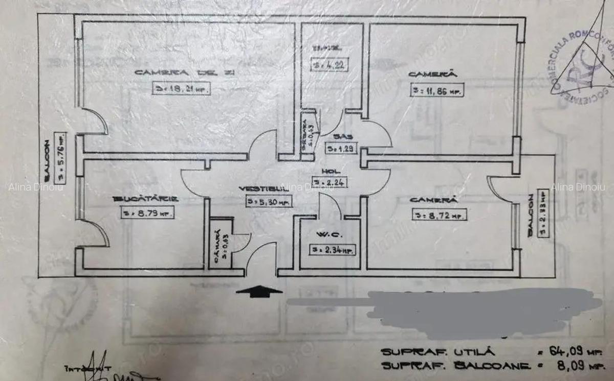 Apartament 3 camere Dristor 1/4 bloc 1982 - 2