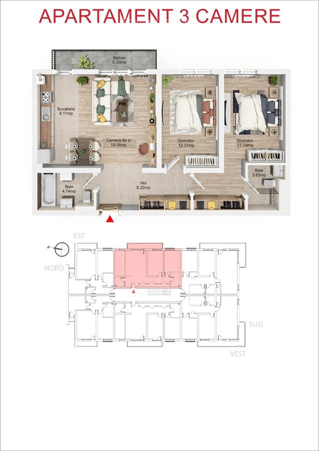 Apartament 3 Camere, Bartolomeu, Predare Decembrie 2025 - 1