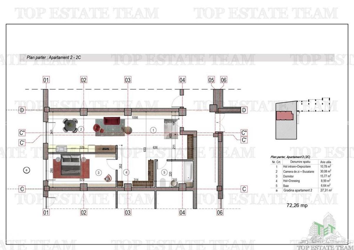 Apartament 2 camere + gradina zona metrou 1 Decembrie 1918 - 1