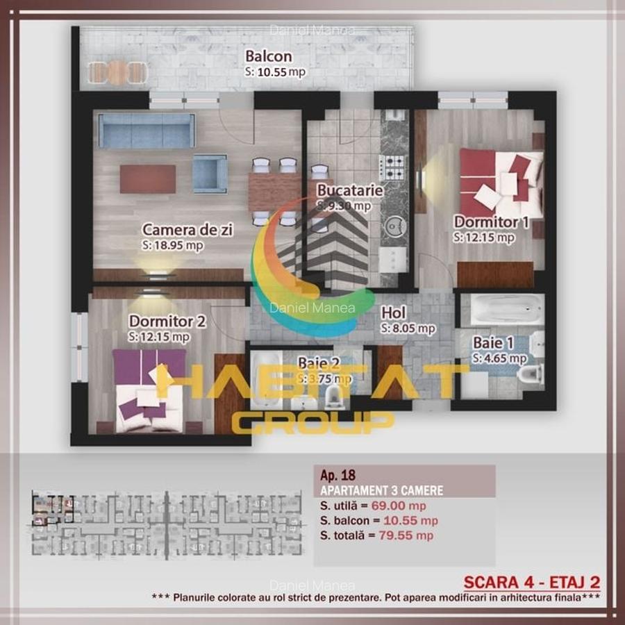 Pallady, apartament cu 3 camere, decomandat, 2 bai, 79.55 mp - 8
