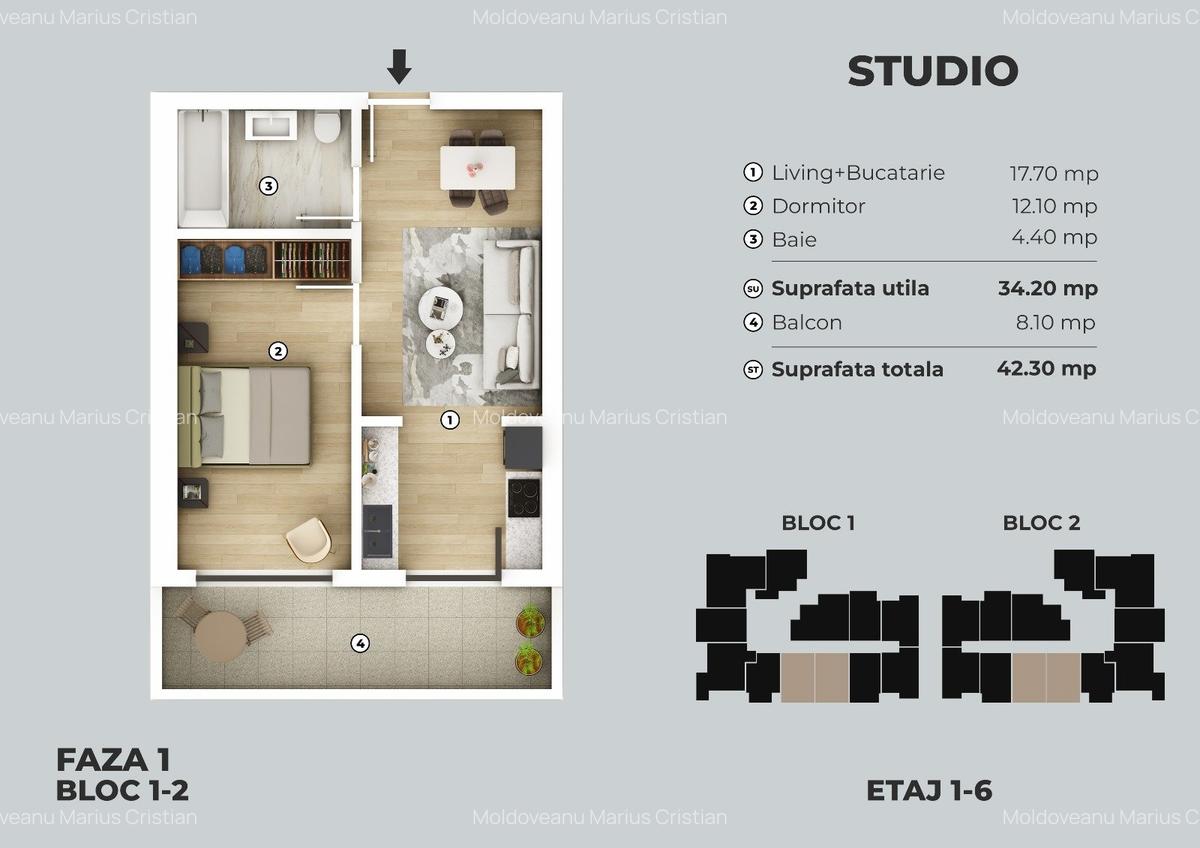 MUTARE RAPIDA! Studio 41mp Ansamblu Rezidențial Premium, Metrou Berceni 5-7min - 1