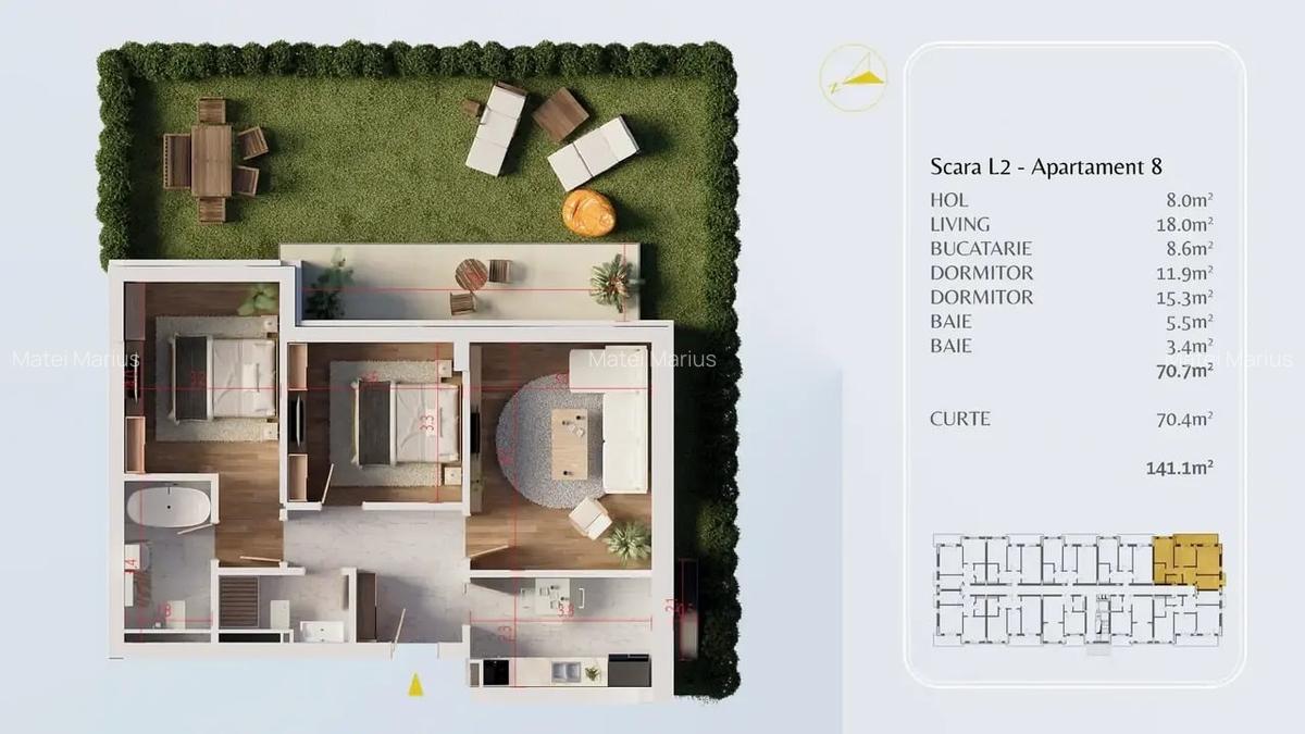 3 Camere 2 bai Gradina Incalzire Pardoseala Finalizat  Pallady STB - 3