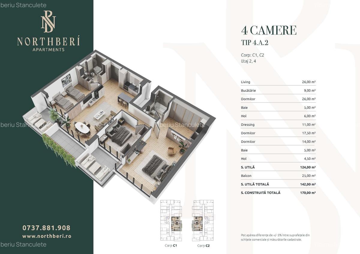 Apartament 4 camere - NORTHBERÍ, Str. Jandarmeriei - 3