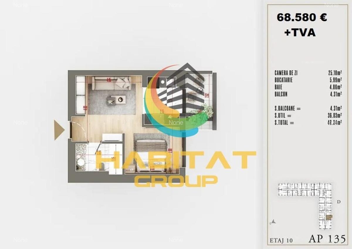Confort urban: garsonieră de 40.34 m² cu design bine gândit - 2