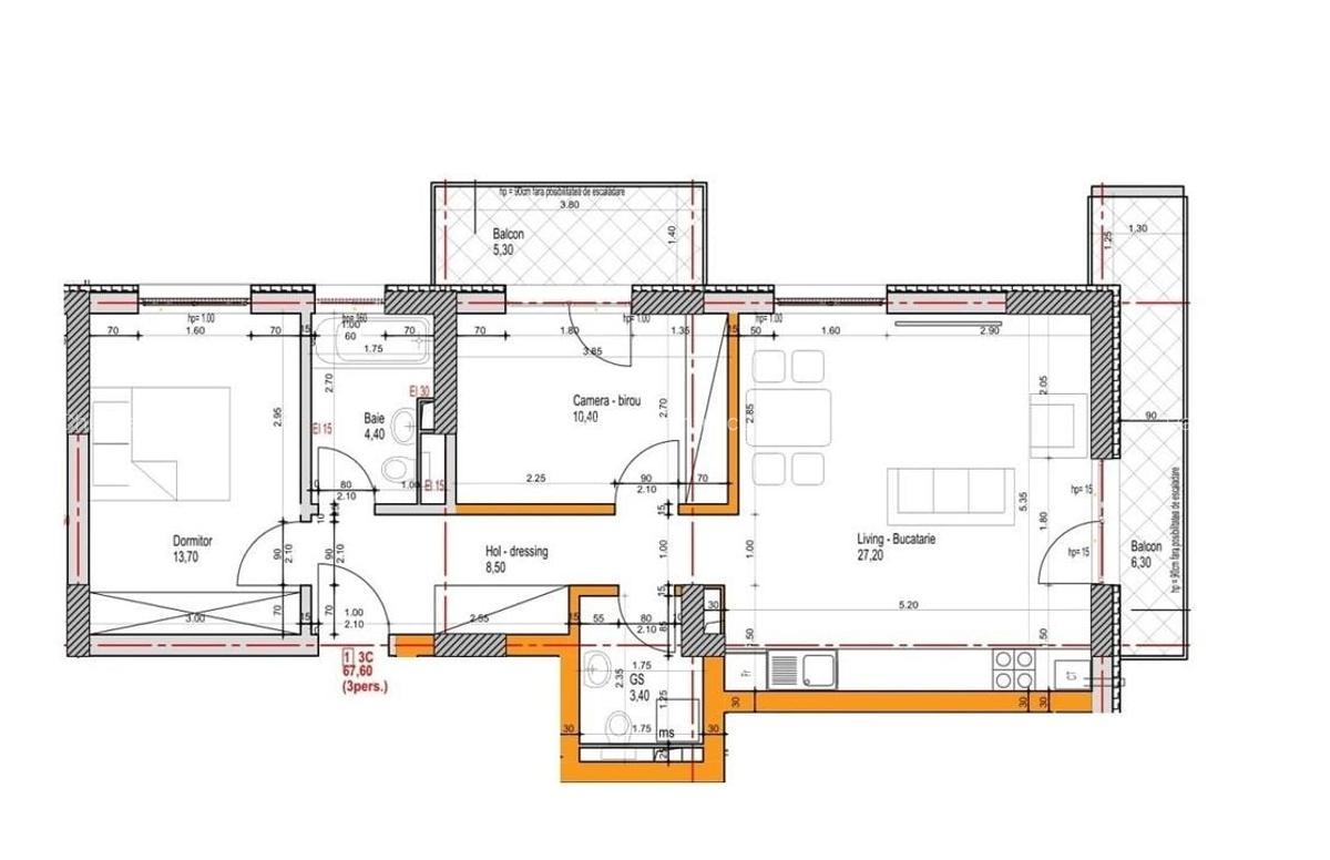 Apartament 3 Camere Open Space Sector 4 Grand Arena 79.2Mp - 7