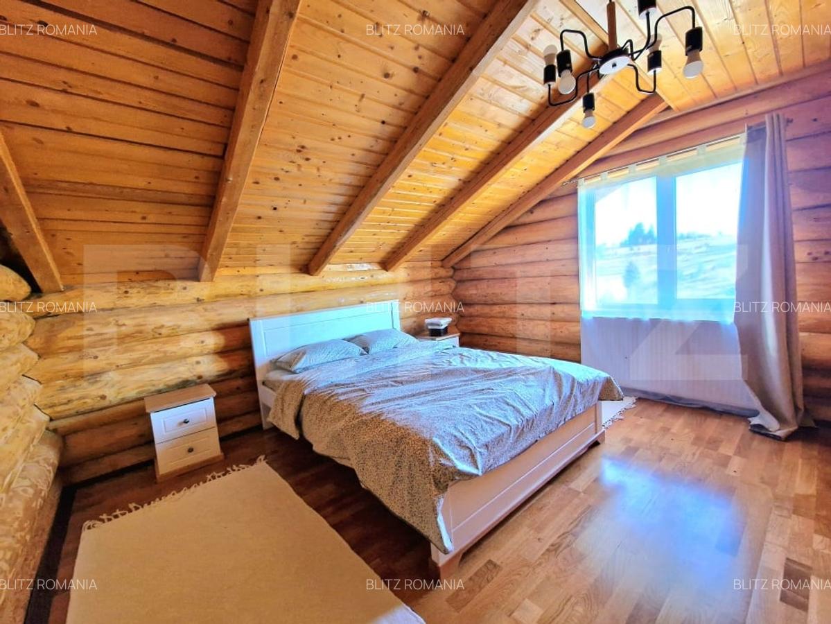 Cabana din lemn rotund, 140 mp utili, 1000mp teren - zona turistica Marisel - 10