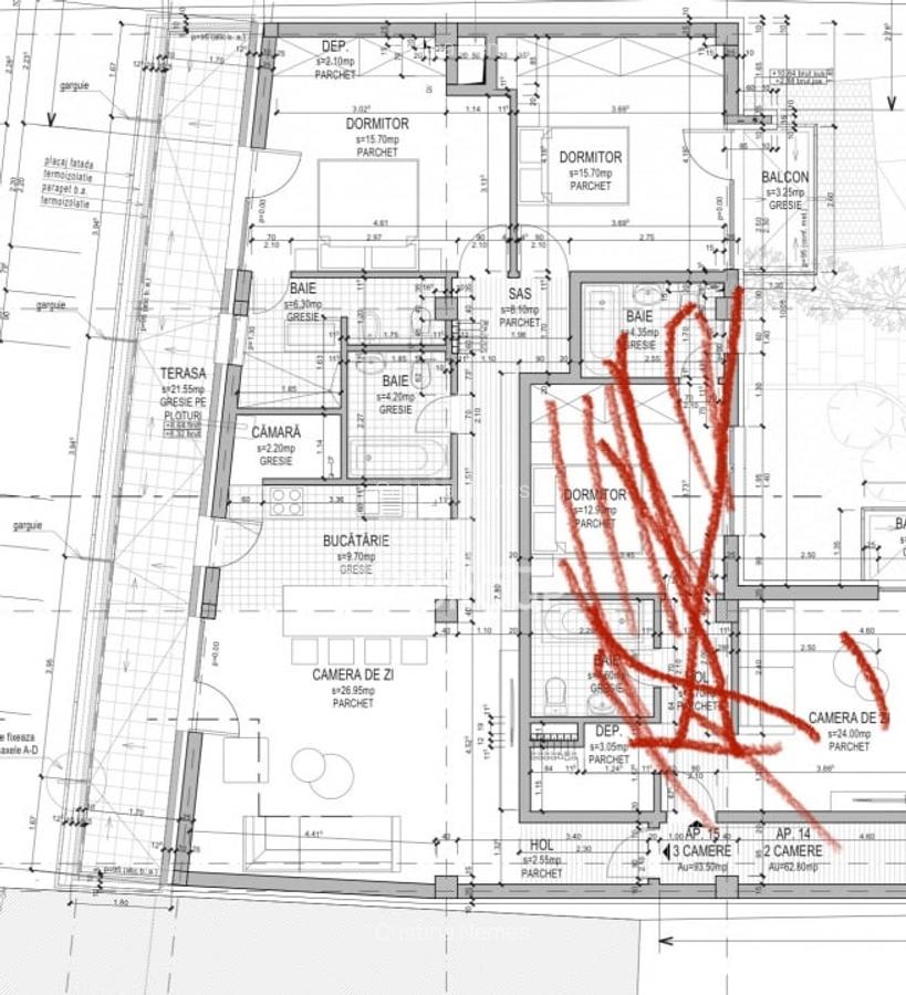 Apartament 3 camere |Terasa 17 mp | Parcare subterana | 2 bai | zona Traian Vuia - 7