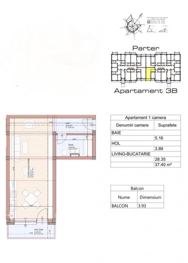 Garsoniera Subcetate Sanpetru 37mp Parter - 1
