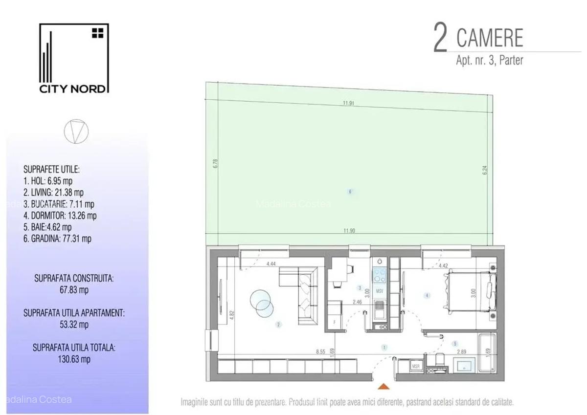 2 camere cu grădină proprie-130 mp totali, în noul proiect CITY NORD! - 7