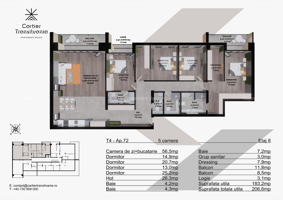 Apartament cu 5 camere decomandat în Noua - 18