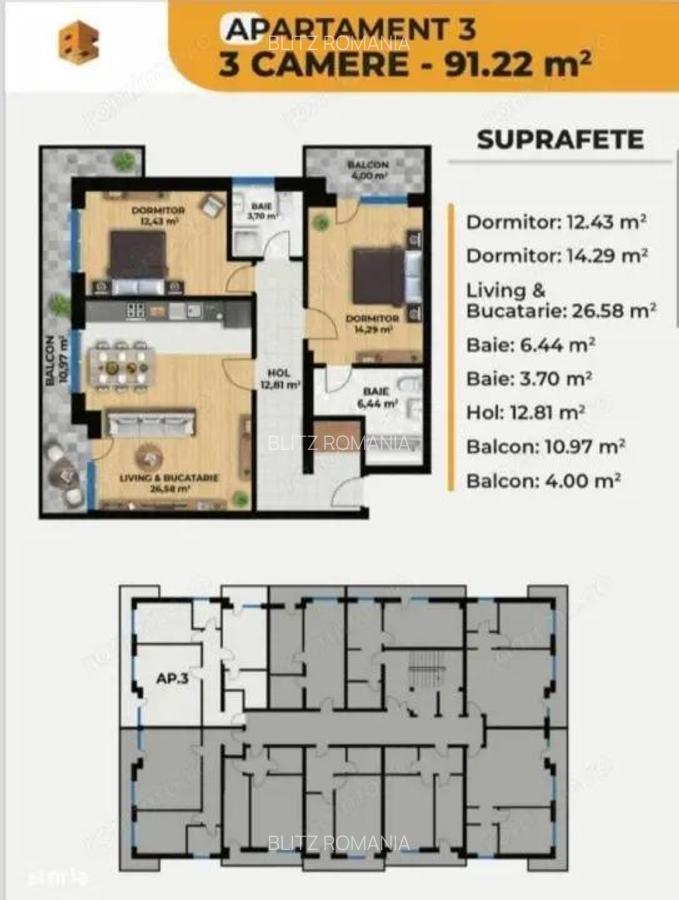 Apartament 3 camere, 91mp, bloc nou, termen finalizare Iulie 2026 - 3