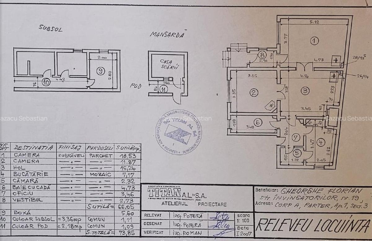 Vand apartament 3 camere 74mp in vila, mobilat utilat Piata Alba Iulia - 16