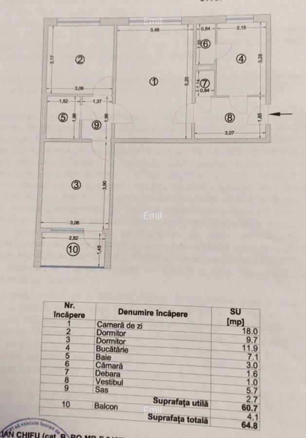 Apartament 3 camere etaj 3/4 - Metrou 1 Decembrie - Titan - 1
