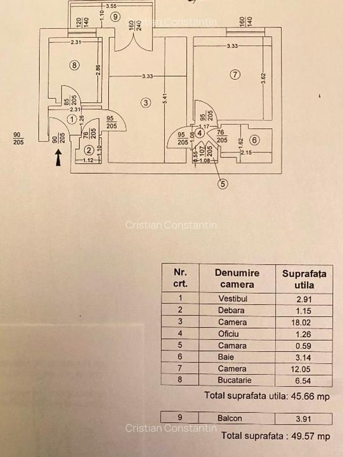 Apartament cu 2 camere semidecomandat în Titan - 11