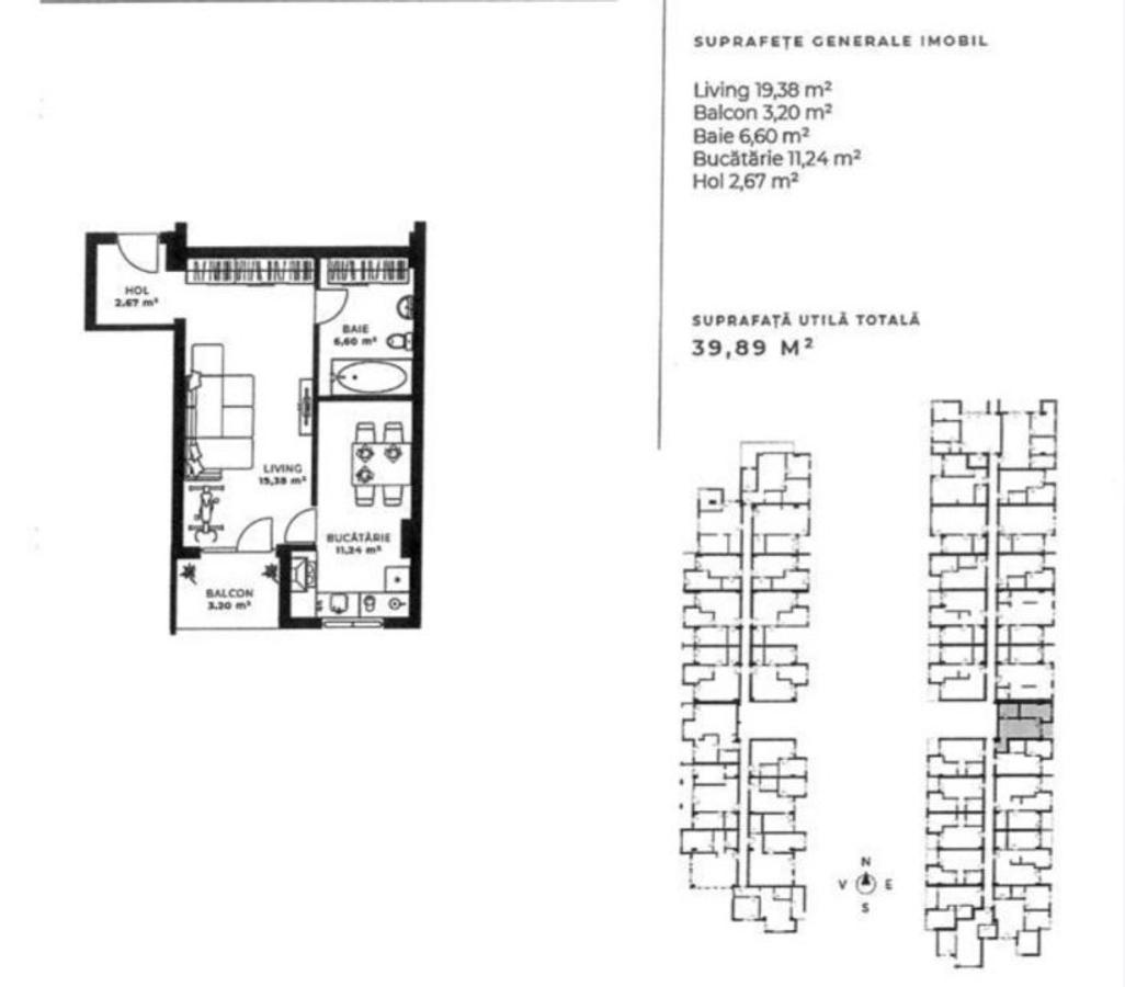 Apartament de 2 camere, 39,89 mp, zona Soporului - 2