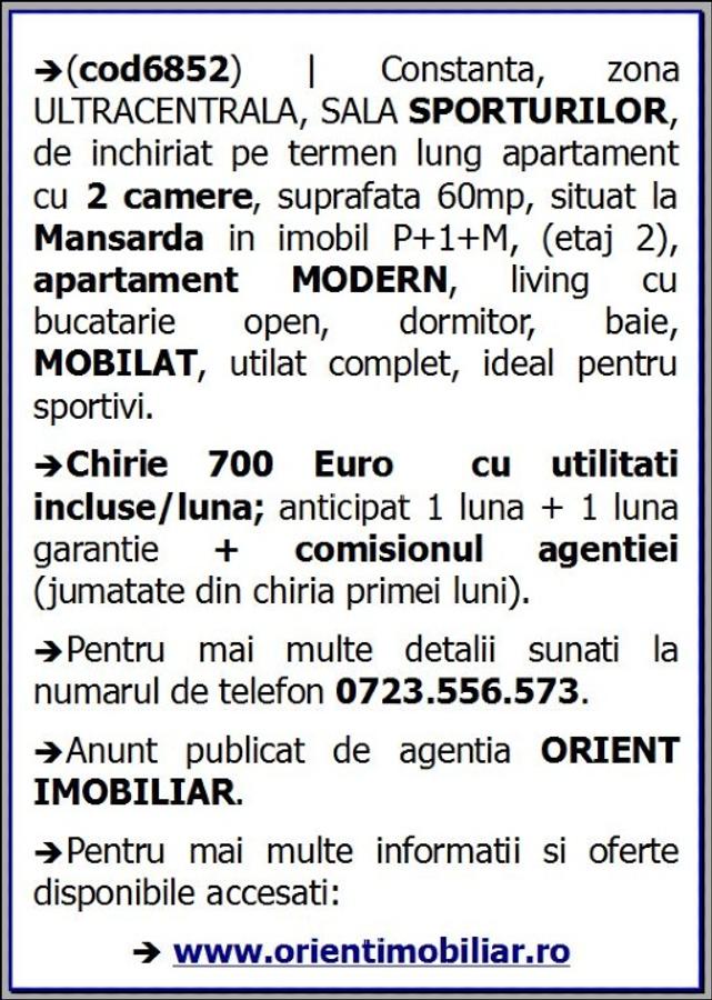 Ultracentral, Sala Sporturilor, 2 camere, mobilat, Constanta - 5