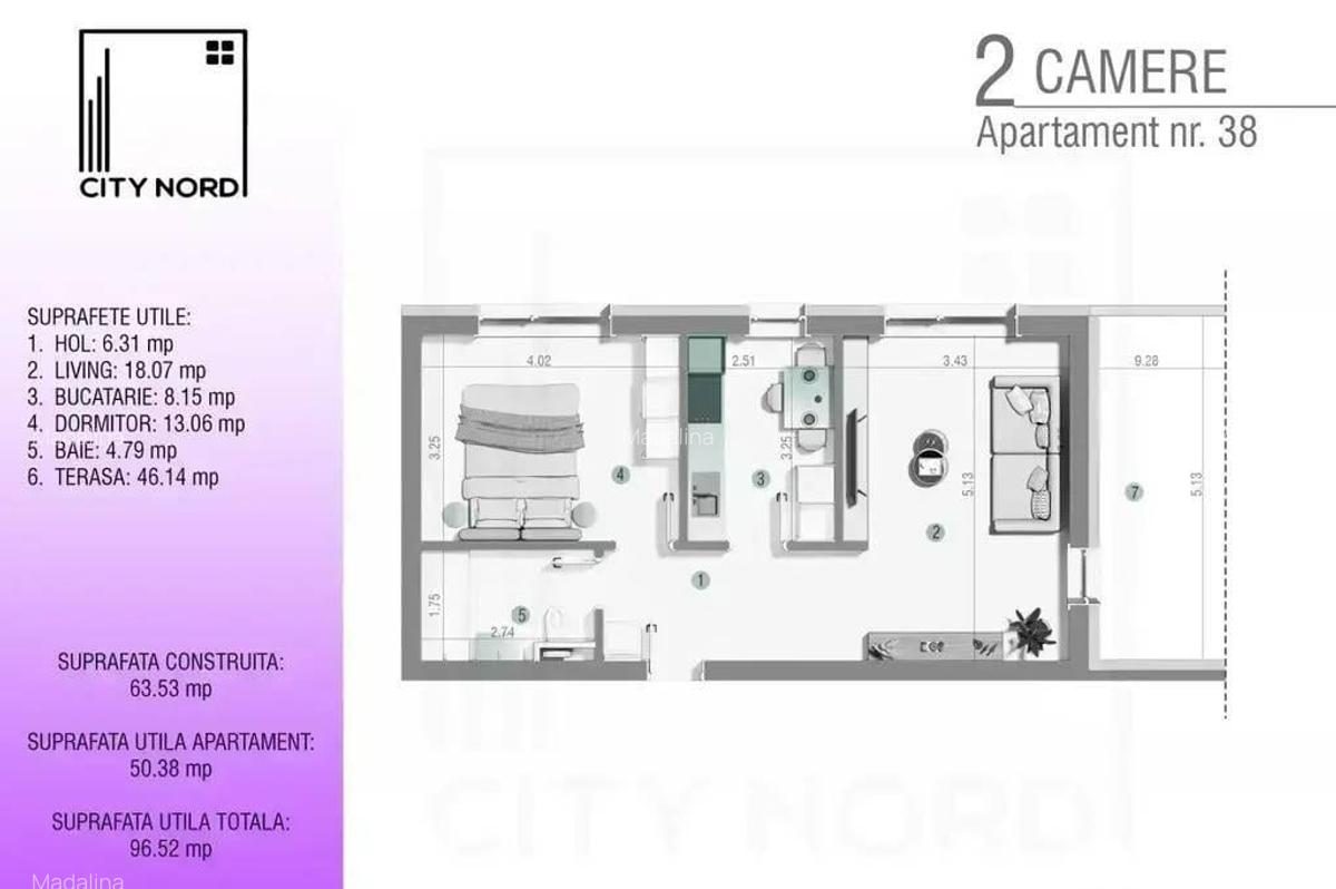 Apartament de lux cu 2 camere ?i terasa panoramica de ... - 7