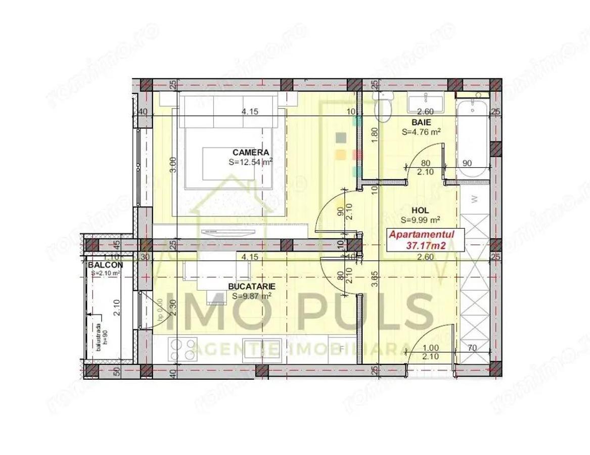 Apartament la parter cu balcon. Bucatarie separata. Loc de parcare - 6