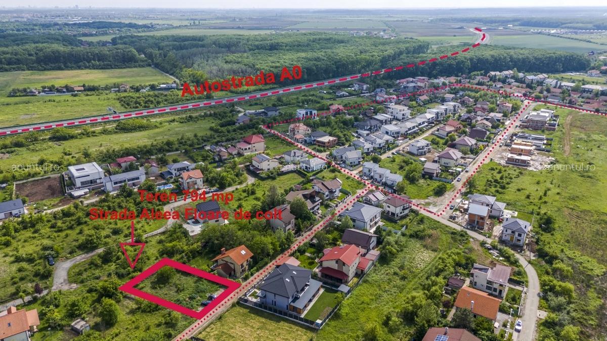 Ilfov Teren 794 mp, Deschidere 22, Petresti-Corbeanca, Adiacent sos.Unirii, 5 min. DN1 - 3