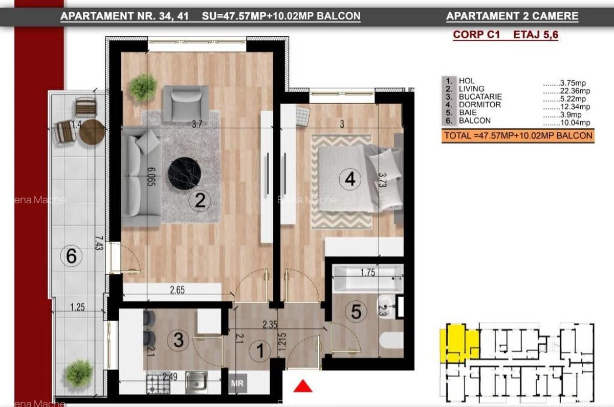 - Berceni-Leonida - Apartament 2 camere decomandat-57 mp - 14