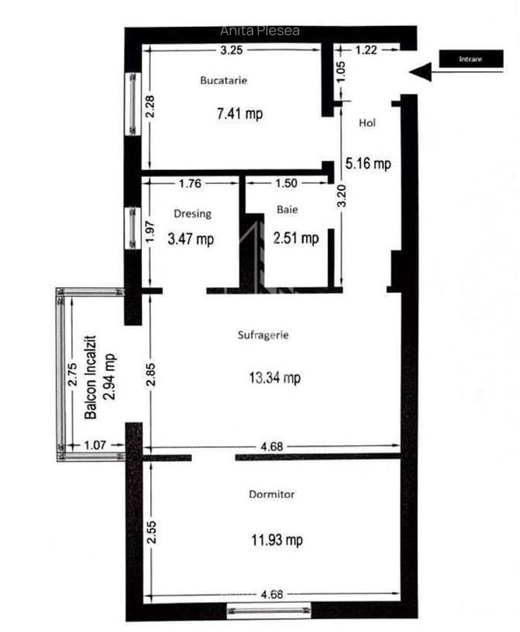 Apartament 2 camere,etaj 3,centrala proprie,zona Dacia - 10