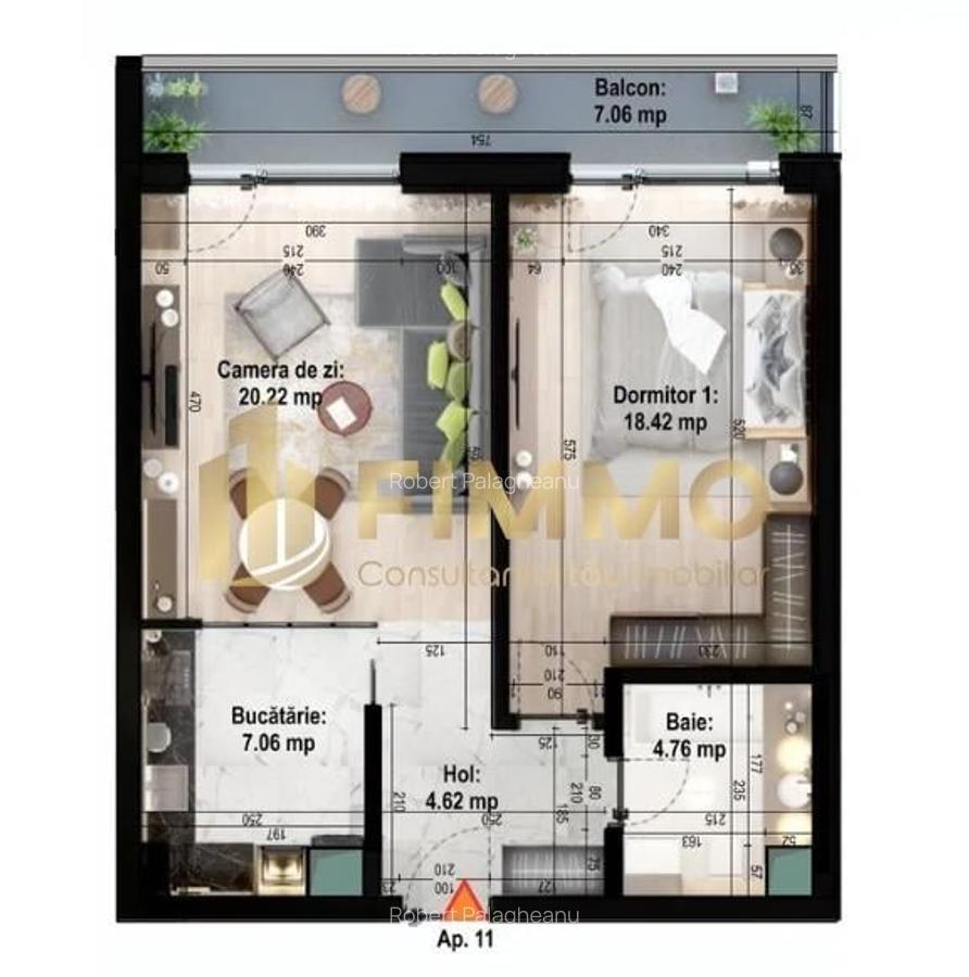 Apartament 2 camere | 64mp | ET 13 | ID:1422 - 11
