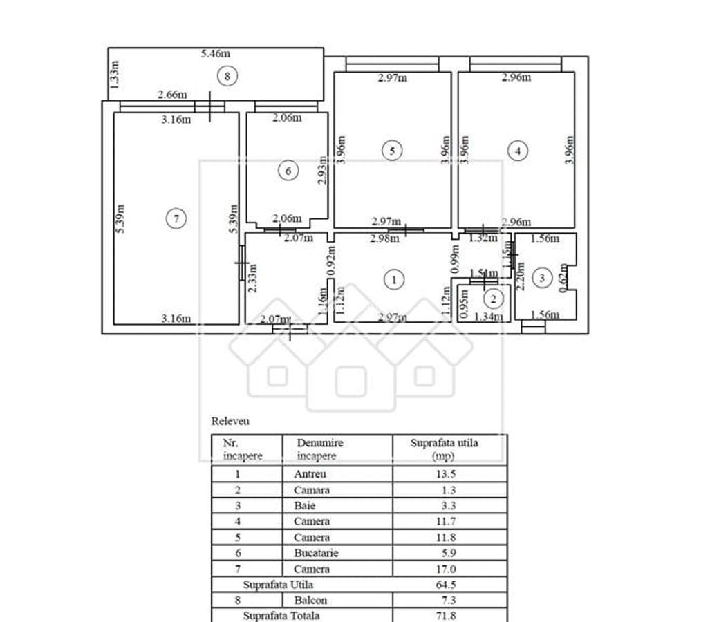 Apartament in Sibiu - 3 camere, decomandat, etaj intermediar - 4