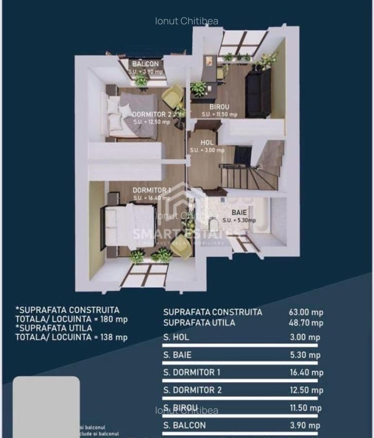 Vila Insiruita P + E + M 140 mp - Trapezului - Comision 0% - 15