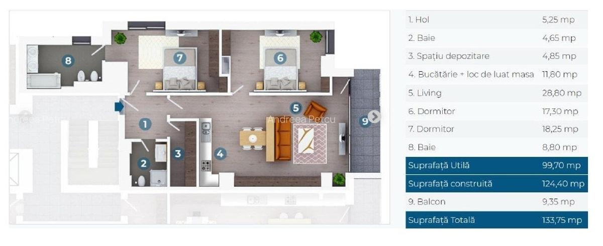 Apartament cu 3 camere semidecomandat în Floreasca - 9