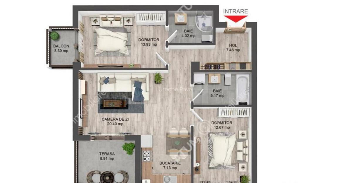 Apartament de 3 camer cu 2 bai si terasa etaj 2 zona Brana - 5 Apartament de 3 camer cu 2 bai si terasa etaj 2 zona Brana - 5