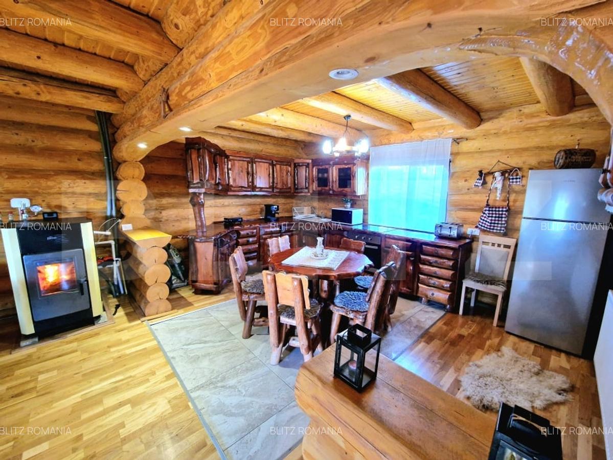 Cabana din lemn rotund, 140 mp utili, 1000mp teren - zona turistica Marisel - 4